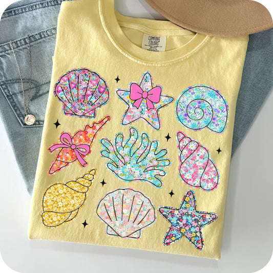 Seashell Collage - Full Color - DTF Transfer - 2-5 Business Days