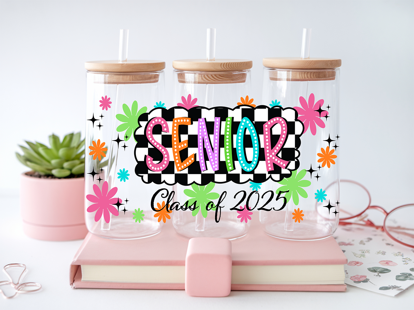 Senior Neon Floral - UV DTF PRINT