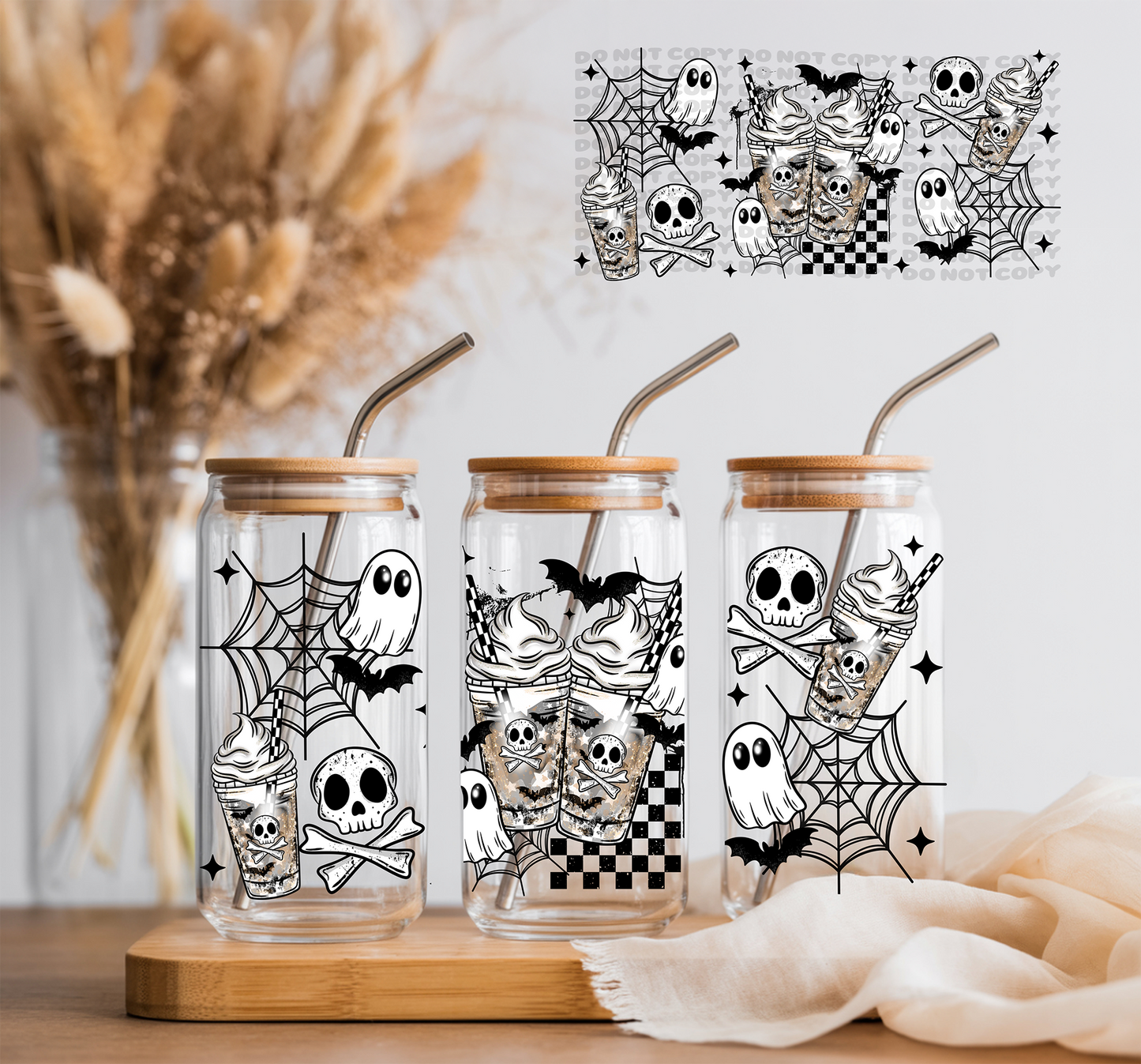 Skull Ghost Coffee- 16 oz UVDTF Wrap - Friday New Releases