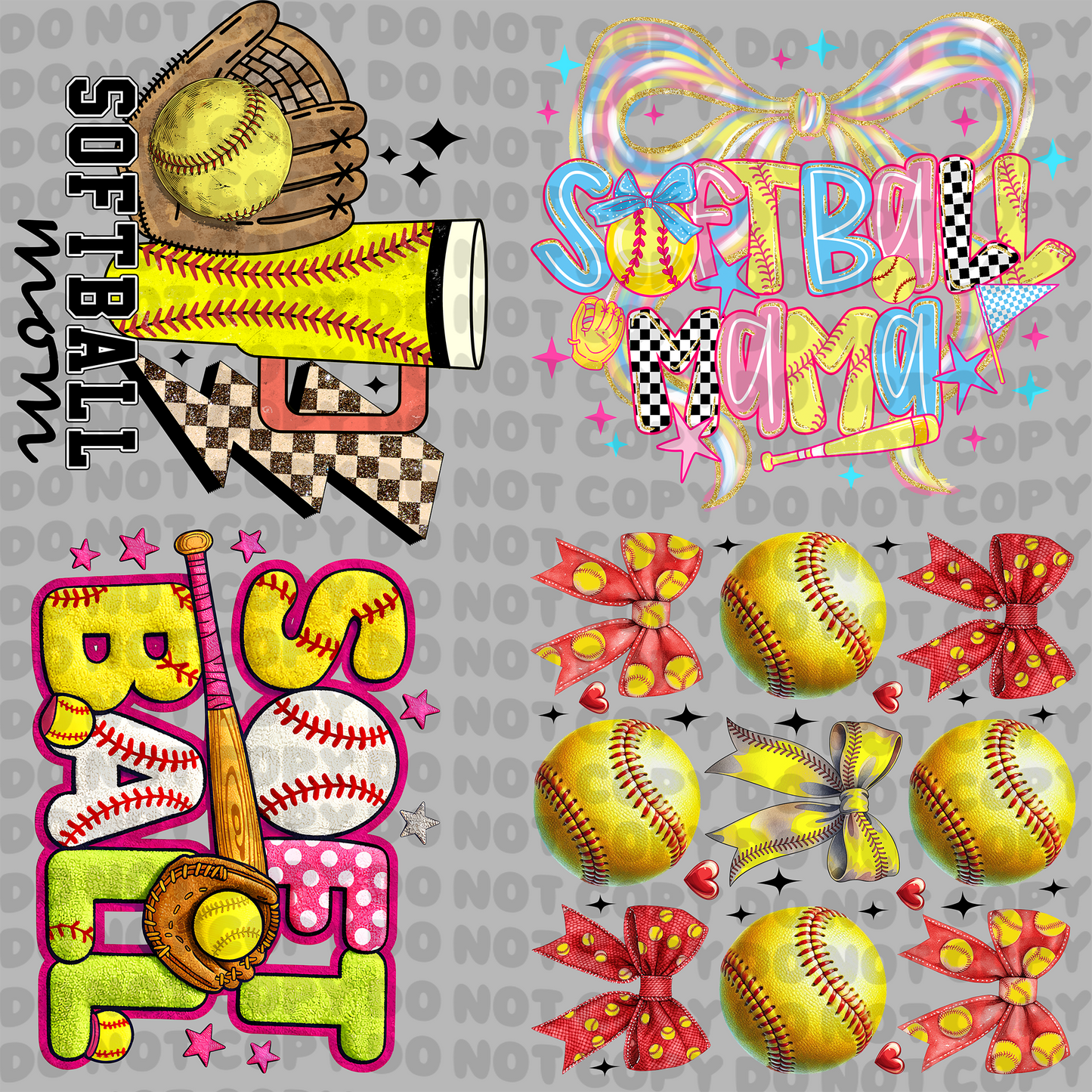 Softball Obsessed - Pre-Made Gang Sheet - 24x24