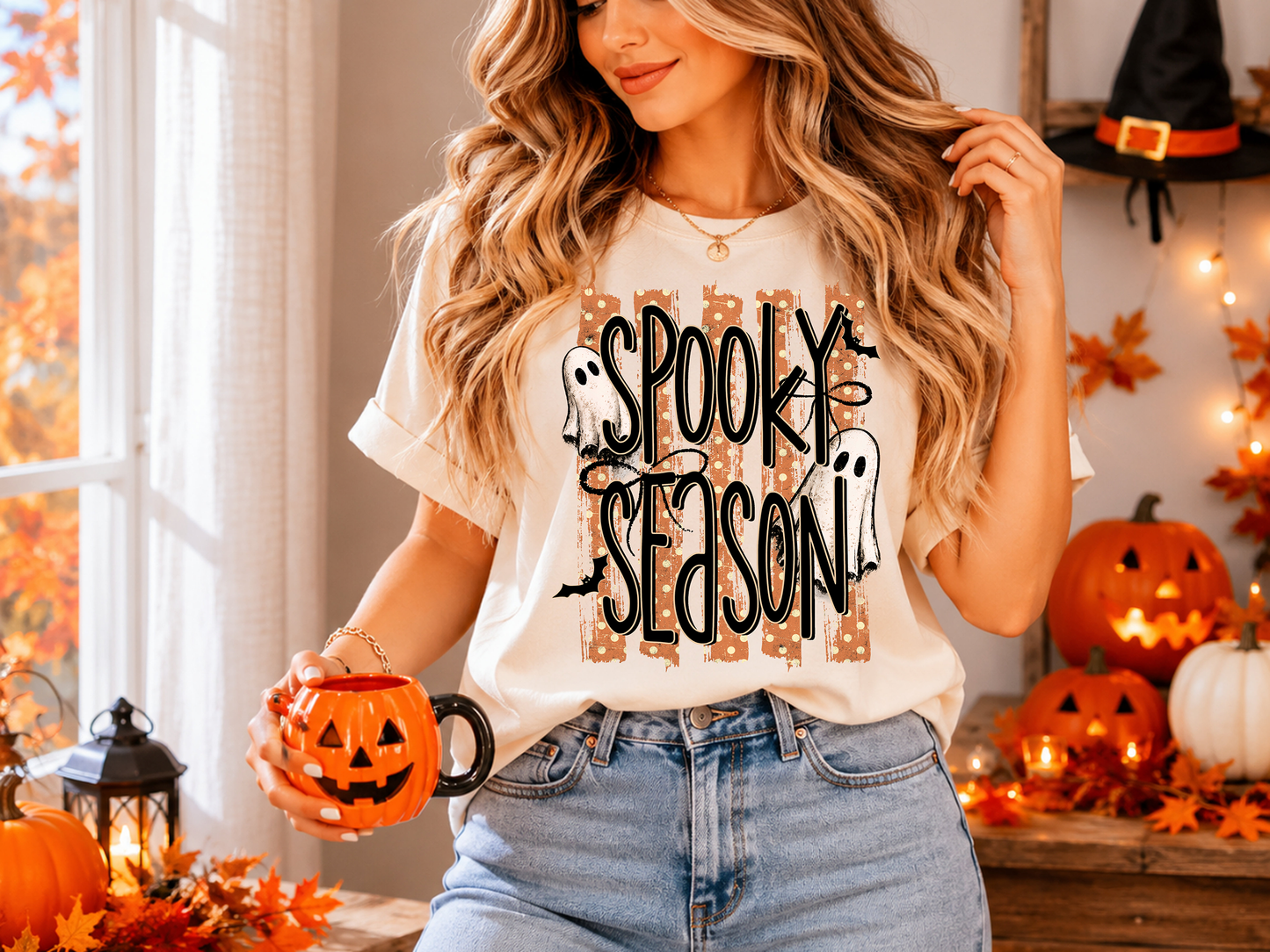Spooky Season Ghost - Full Color - DTF Transfer - Flash Grab Friday