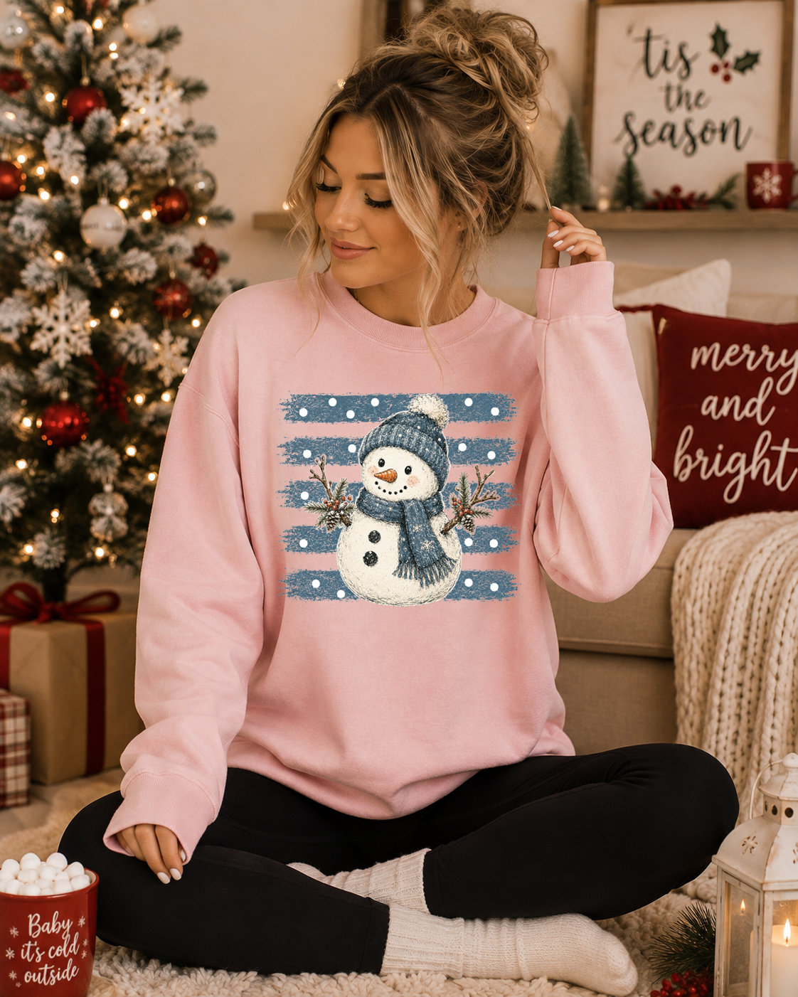Striped Snowman - DTF Transfer - Flash Grab Friday