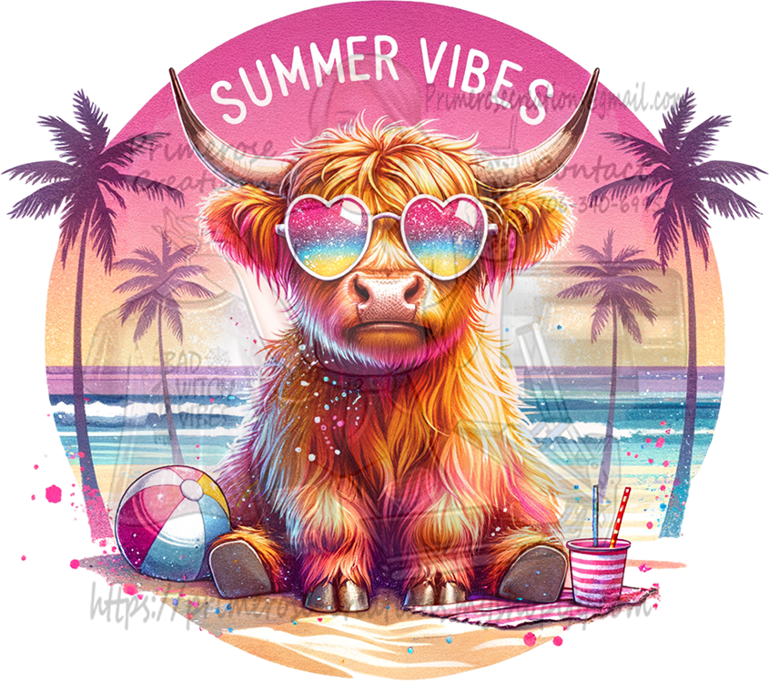 Summer Vibes Highland Cow