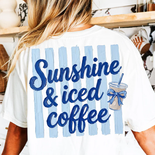 Sunshine & Iced Coffee Striped - Full Color - DTF Transfer - 2-5 Business Days