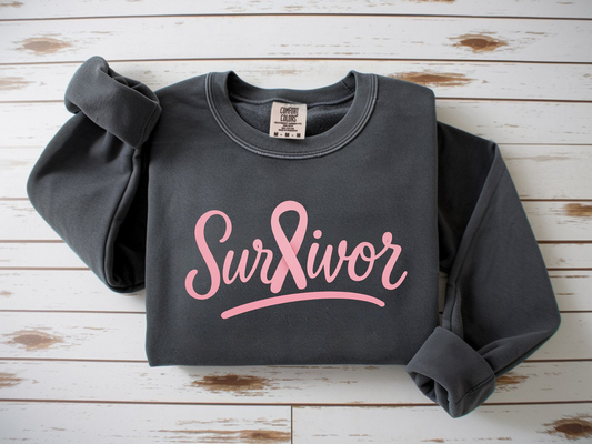 Survivor Pink Ribbon Awareness- Single Color- DTF TRANSFER- 2-5 Business Days
