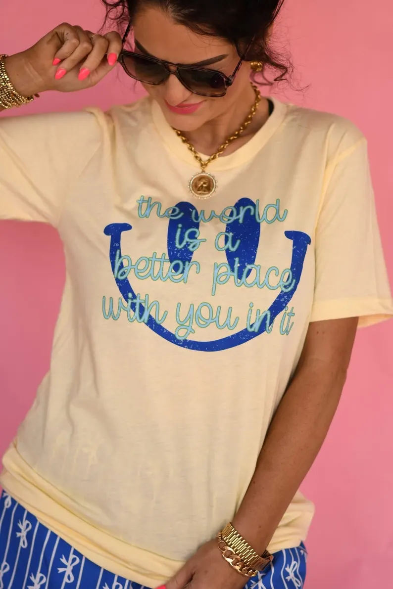 The World Is Smiley - Full Color - DTF Transfer - 2-5 Business Days