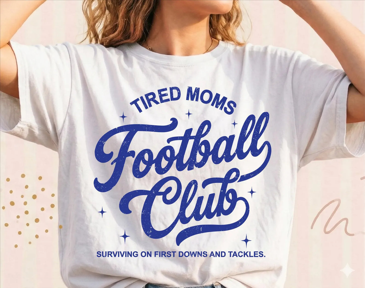Tired Moms Football Club Blue - Full Color - DTF Transfer - Grab It Tuesday