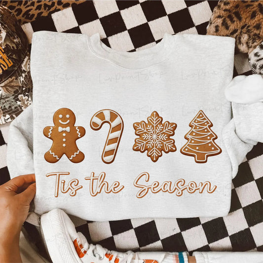 Tis the season Gingerbread -Full Color DTF Transfer - 2-5 Business Days