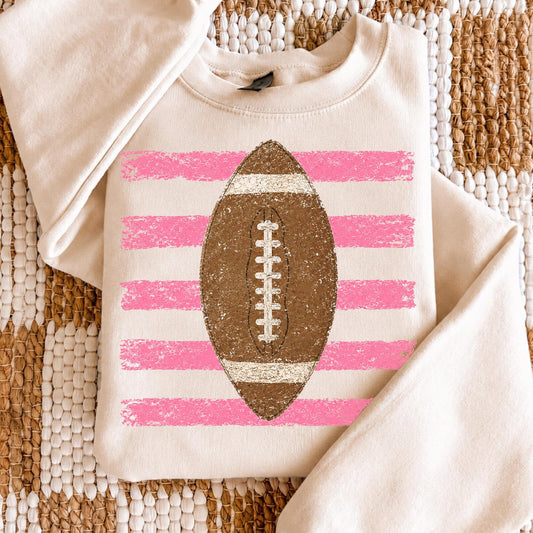 Trendy Striped Football - Full Color DTF Transfer - 2-5 Business Days