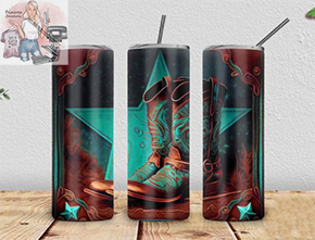 Turquoise Star and Boots Tumbler Wrap