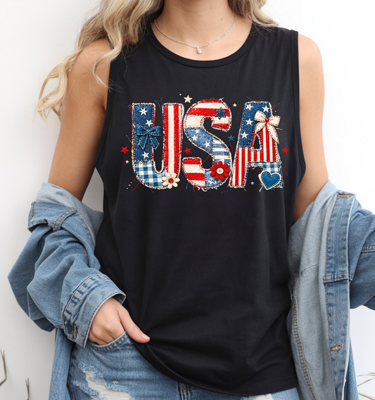 USA Patchwork - Full Color - DTF Transfer - Flash Grab Friday
