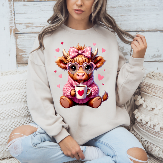 Valentine's Day Highland Cow-DTF Transfer-2-5 Business Days