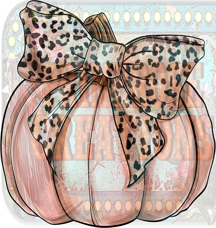 Vintage pumpkin with coquette leopard bow