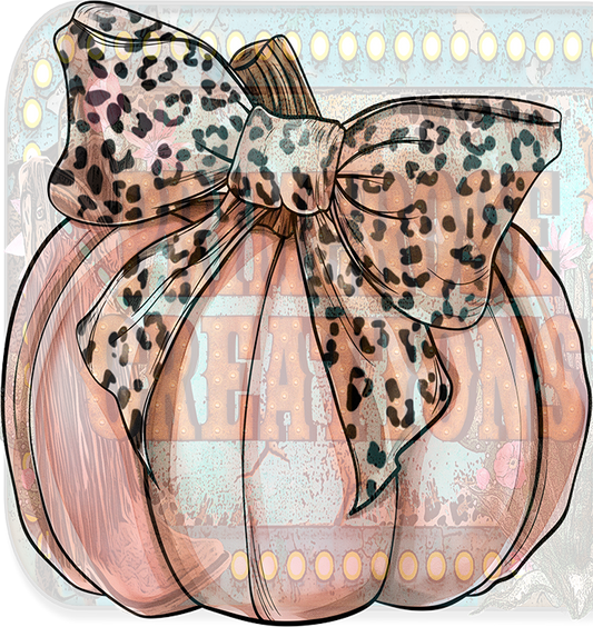 Vintage pumpkin with coquette leopard bow