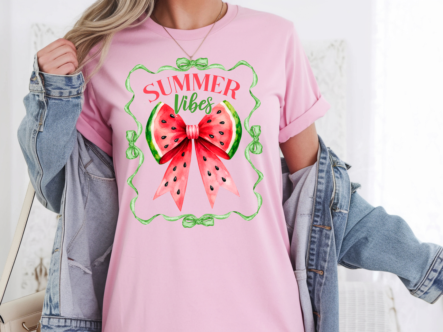 Watermelon Summer Vibes w/ Pocket - DTF TRANSFER - WHOLESALE