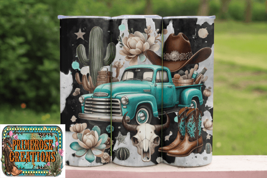 Western Cowgirl Tumbler Sublimation Design