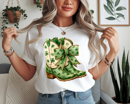 Western St Patrick's day Cowgirl Boots-Full Color-DTF Transfer-WHOLESALE