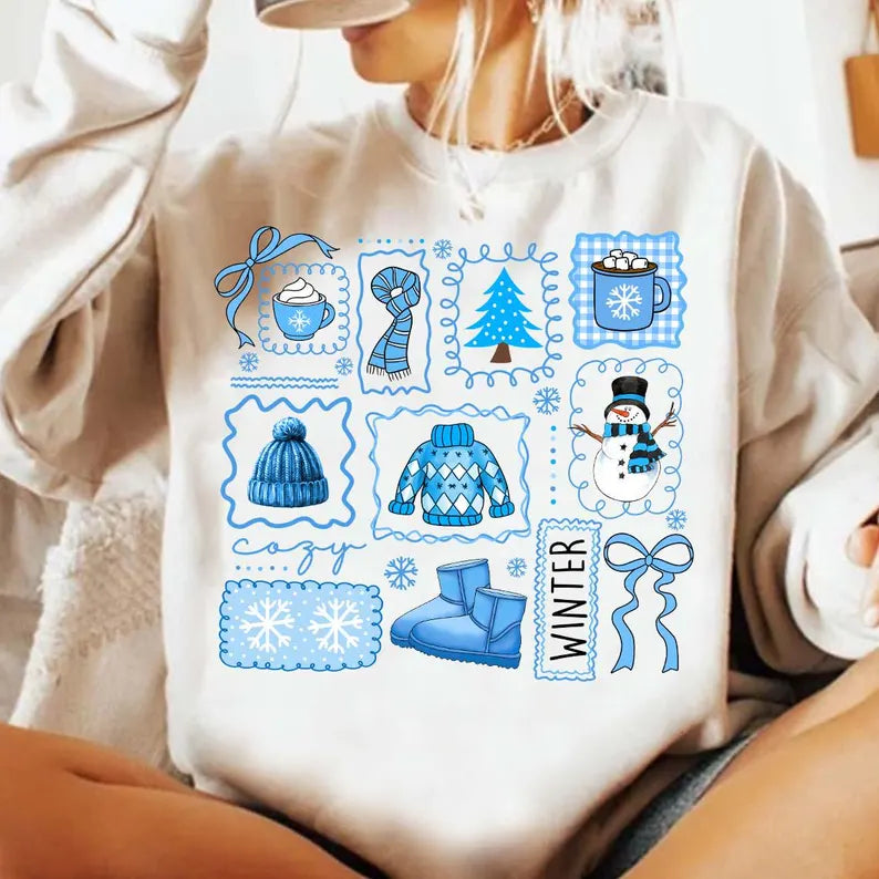 Winter Collage Black Words- Full Color DTF Transfer - RTS#24