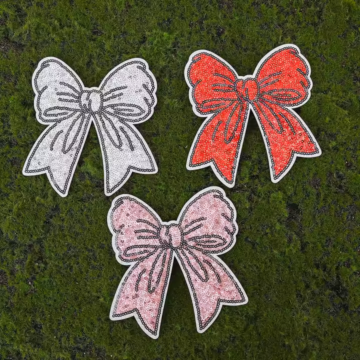 Light Pink Bow SET OF 2-Sequins 5"-(EXCLUSIVE) PREORDER