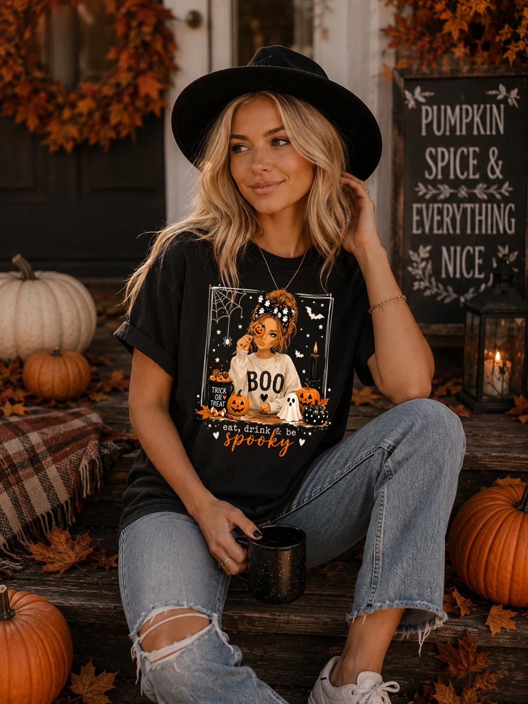 Eat Drink & Be Spooky - White - Full Color DTF Transfer - Grab It Tuesday