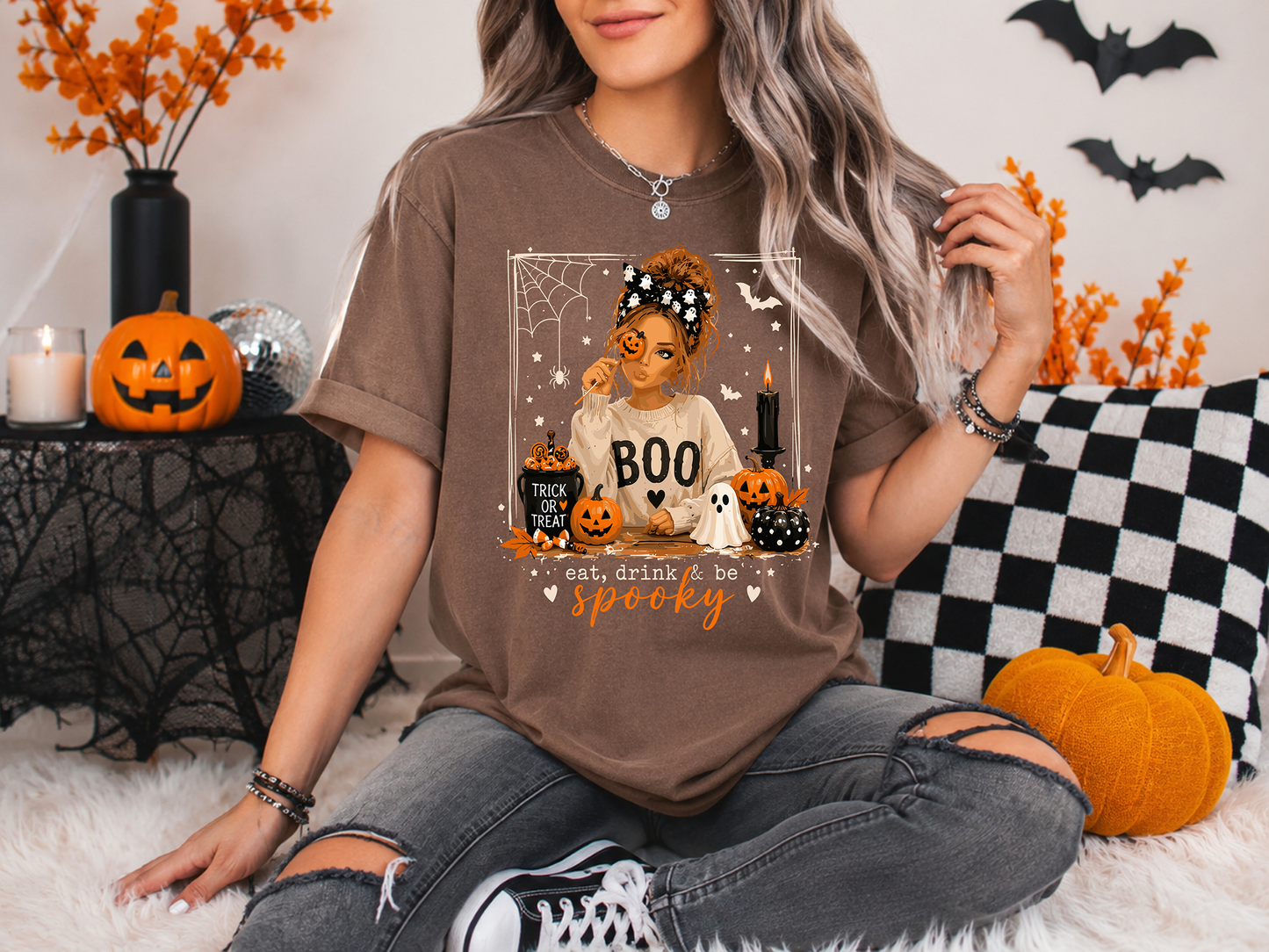 Eat Drink & Be Spooky - White - Full Color DTF Transfer - Grab It Tuesday