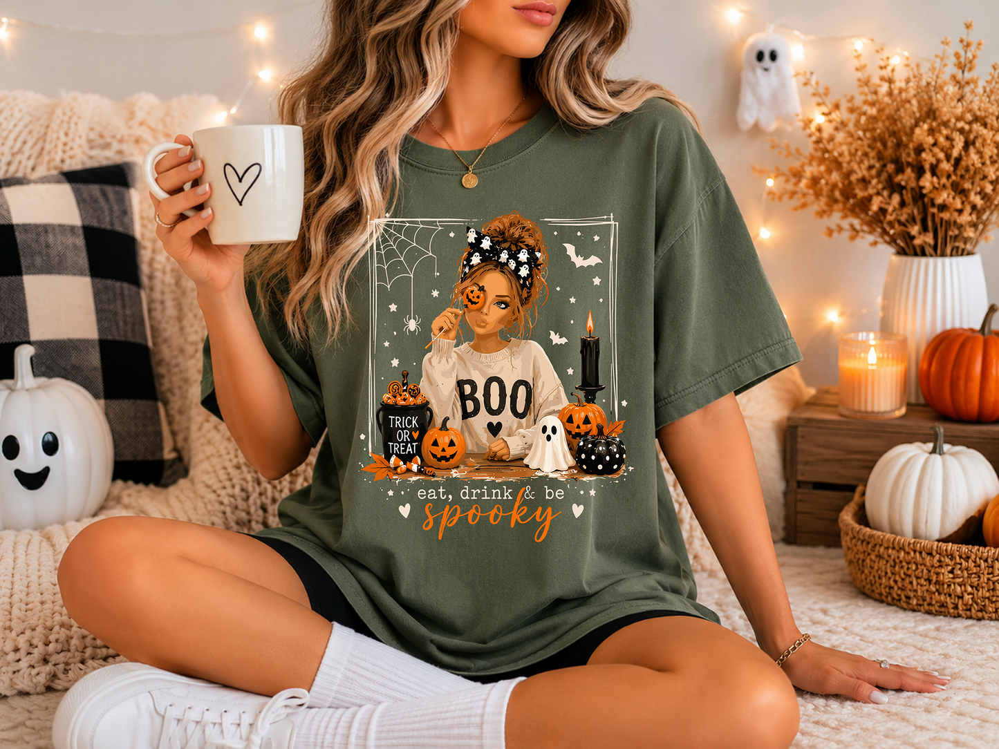 Eat Drink & Be Spooky - White - Full Color DTF Transfer - Grab It Tuesday