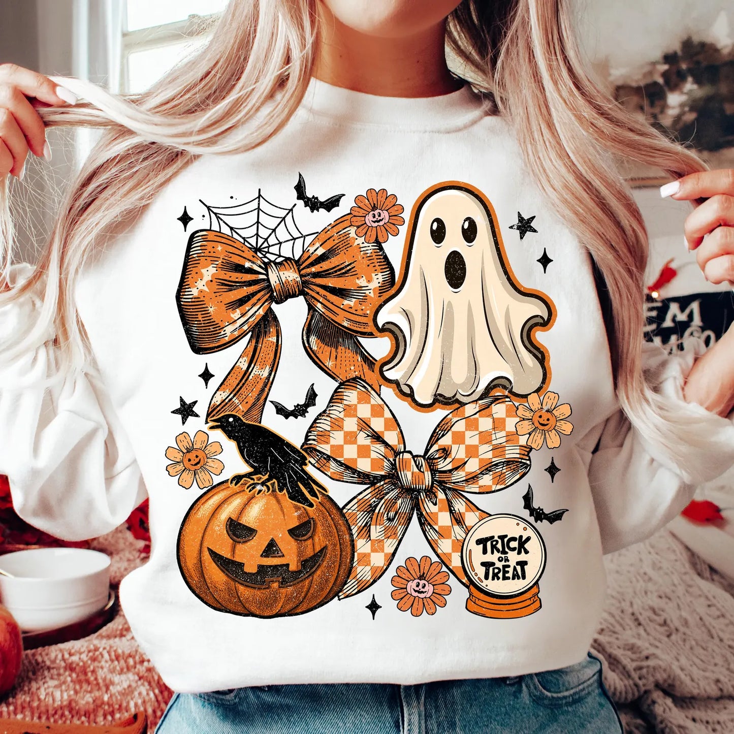 Vintage Halloween Ghost Coquettes - Full Color DTF Transfer-2-5 Business Days