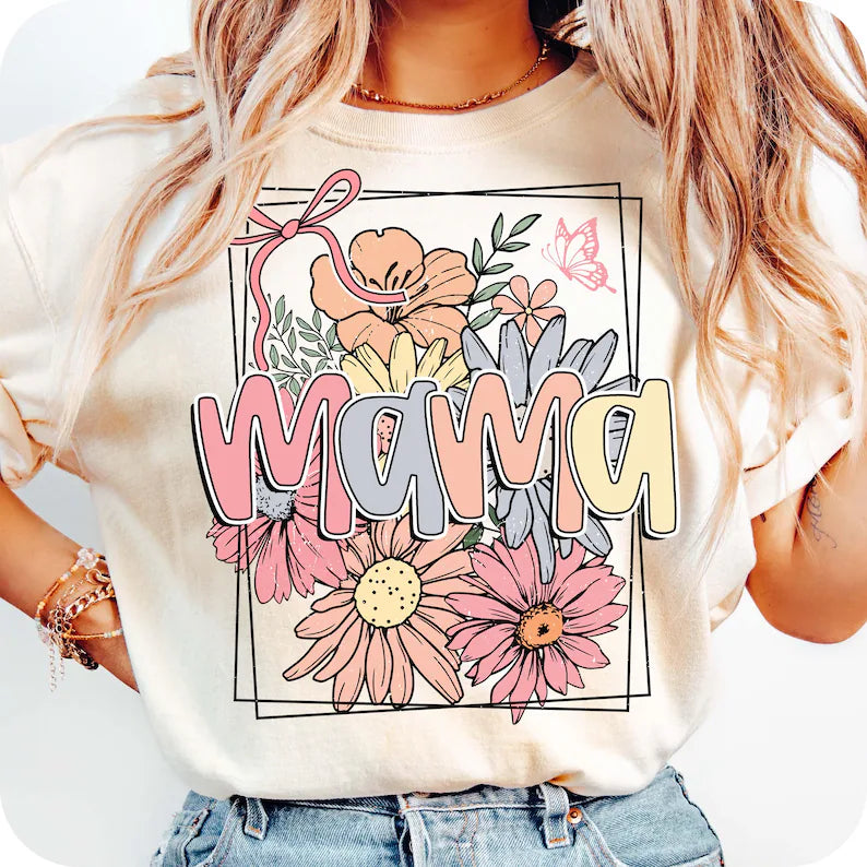 Floral Mama - Full Color - DTF Transfer - 2-5 Business Days