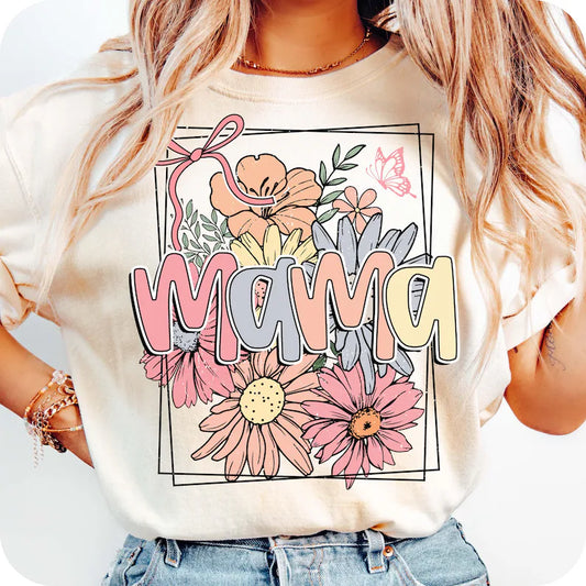 Floral Mama - Full Color - DTF Transfer - 2-5 Business Days