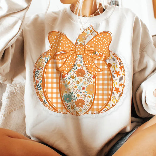 Preppy Floral Pumpkin - Full Color DTF Transfer-2-5 Business Days