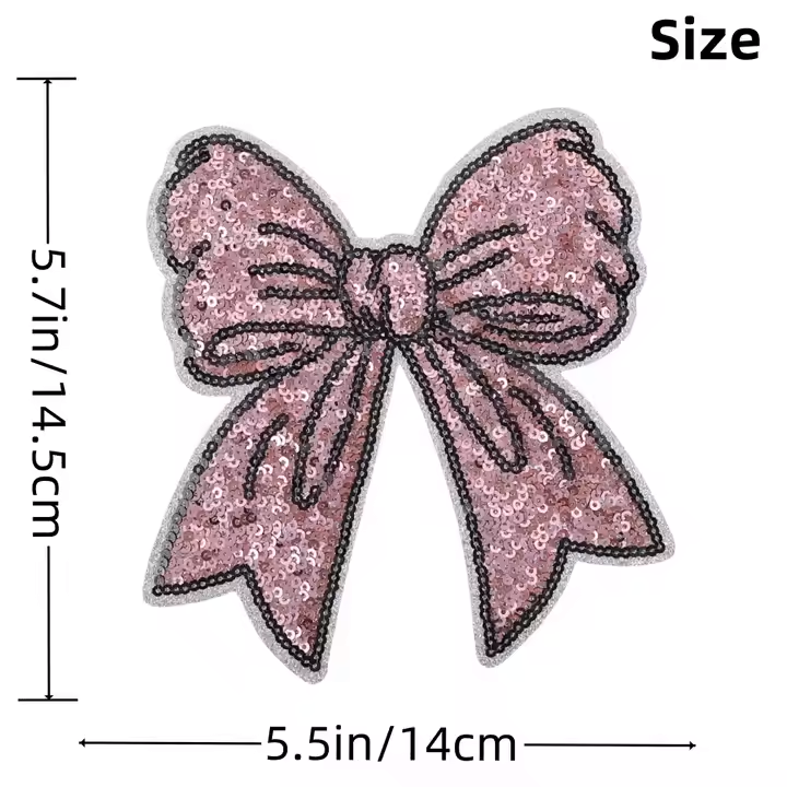 Light Pink Bow SET OF 2-Sequins 5"-(EXCLUSIVE) PREORDER