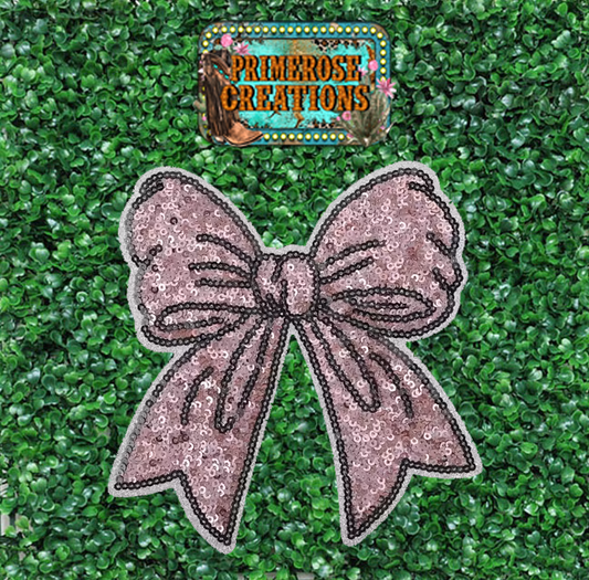 Light Pink Bow SET OF 2-Sequins 5"-(EXCLUSIVE) PREORDER