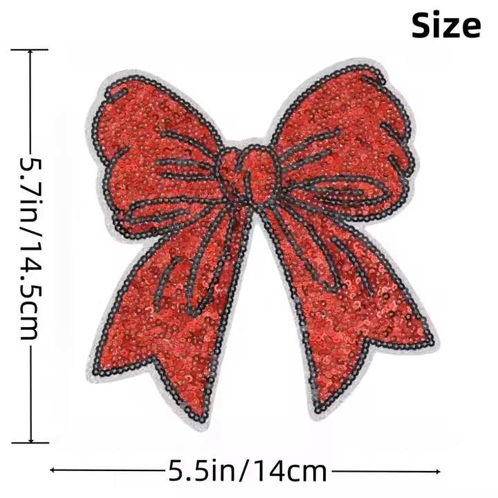 Red and Silver Bow SET OF 2-Sequins 5"-(EXCLUSIVE) PREORDER