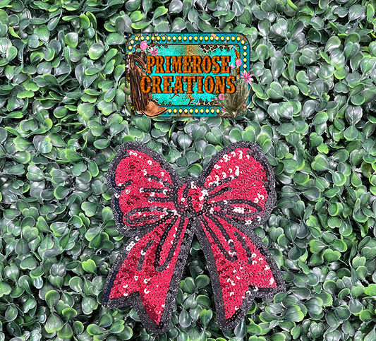 Red Bow SET OF 2-Sequins 5"-(EXCLUSIVE)