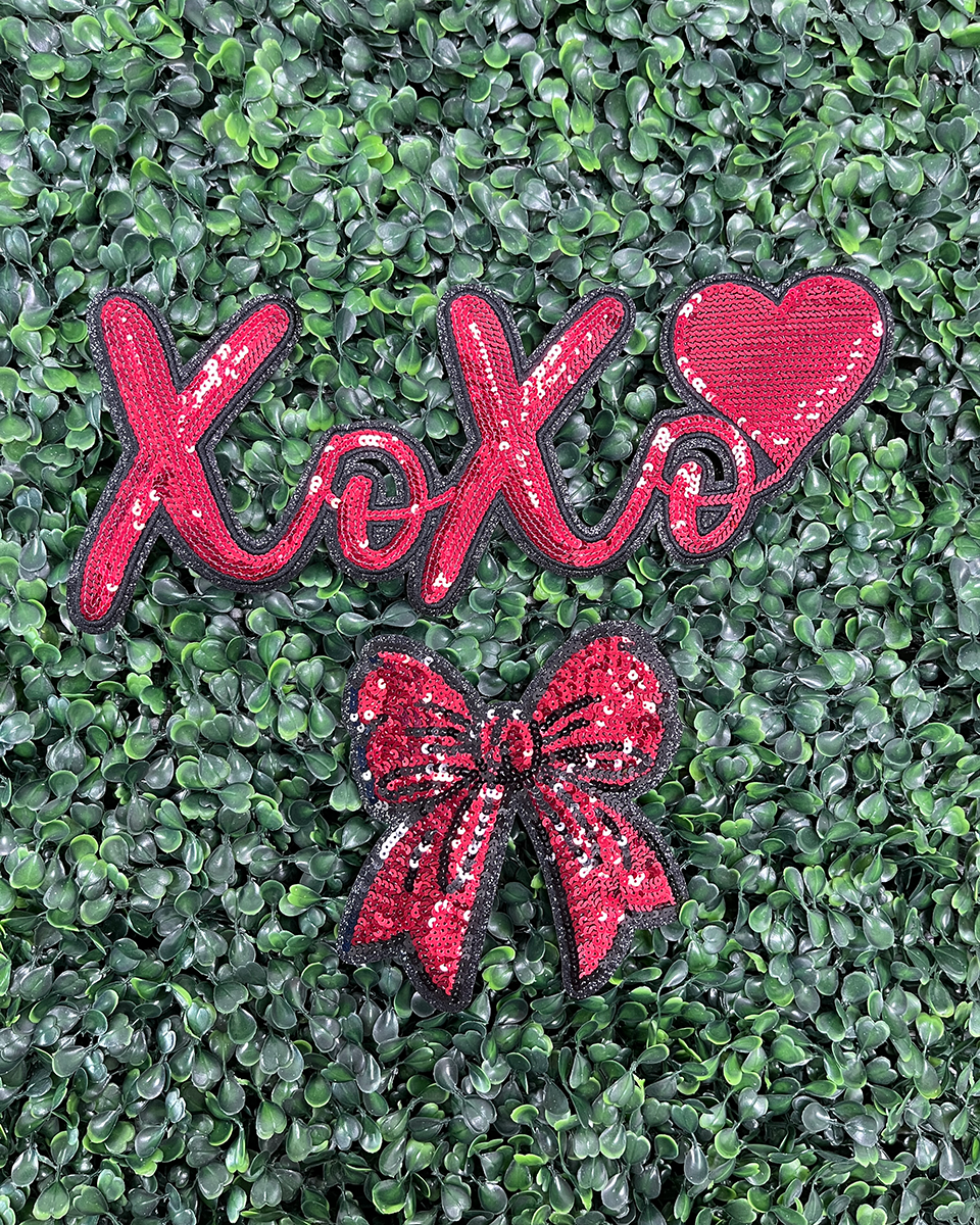 Red Bow SET OF 2-Sequins 5"-(EXCLUSIVE)