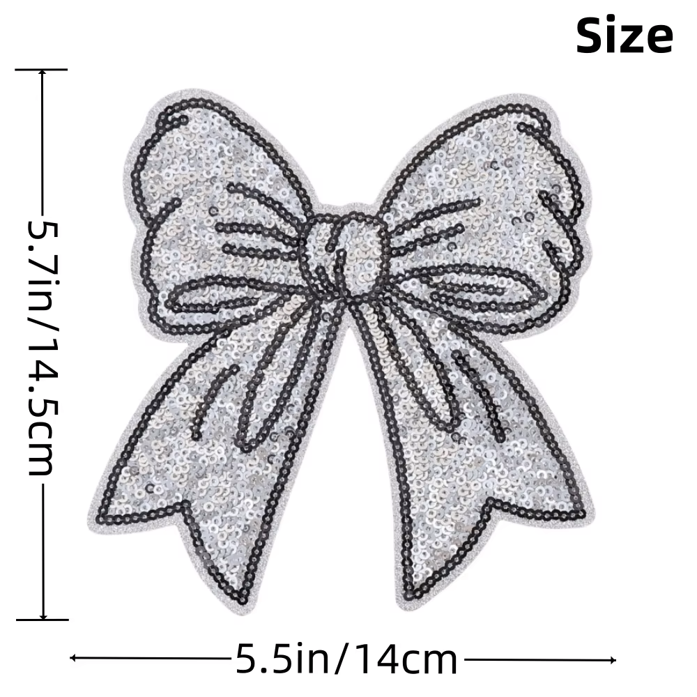 Silver Bow SET OF 2-Sequins 5"-(EXCLUSIVE) PREORDER