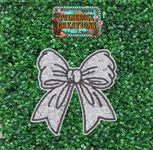 Silver Bow SET OF 2-Sequins 5"-(EXCLUSIVE) PREORDER