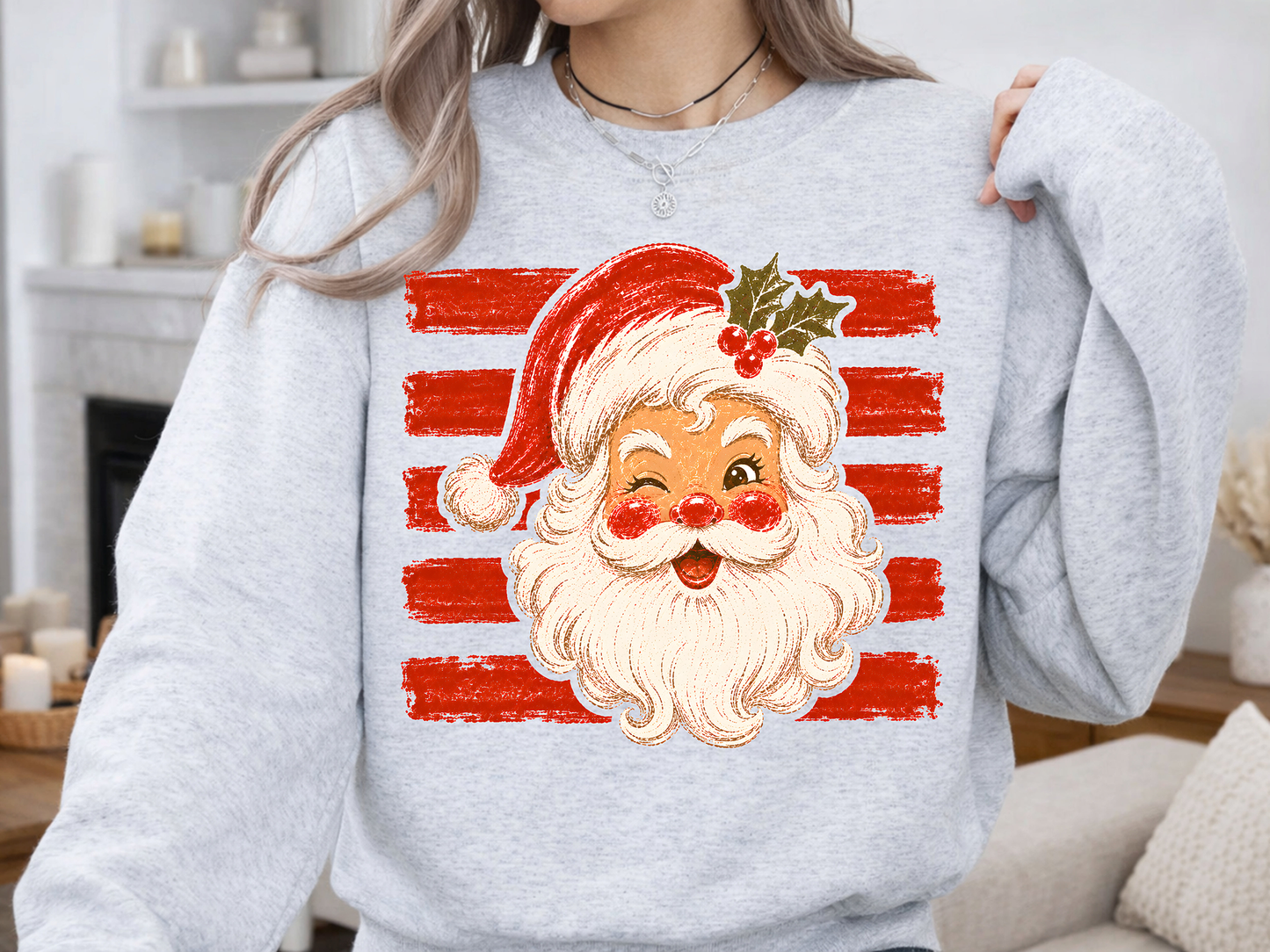 Striped Santa - Full Color DTF Transfer - Grab It Tuesday