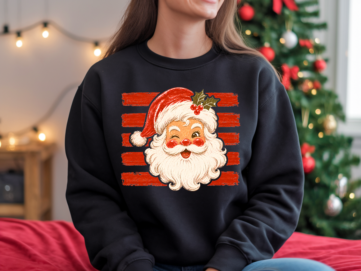 Striped Santa - Full Color DTF Transfer - Grab It Tuesday