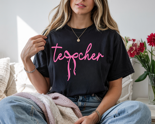 teacher pink- Full Color-DTF Transfer-2-5 Business Days