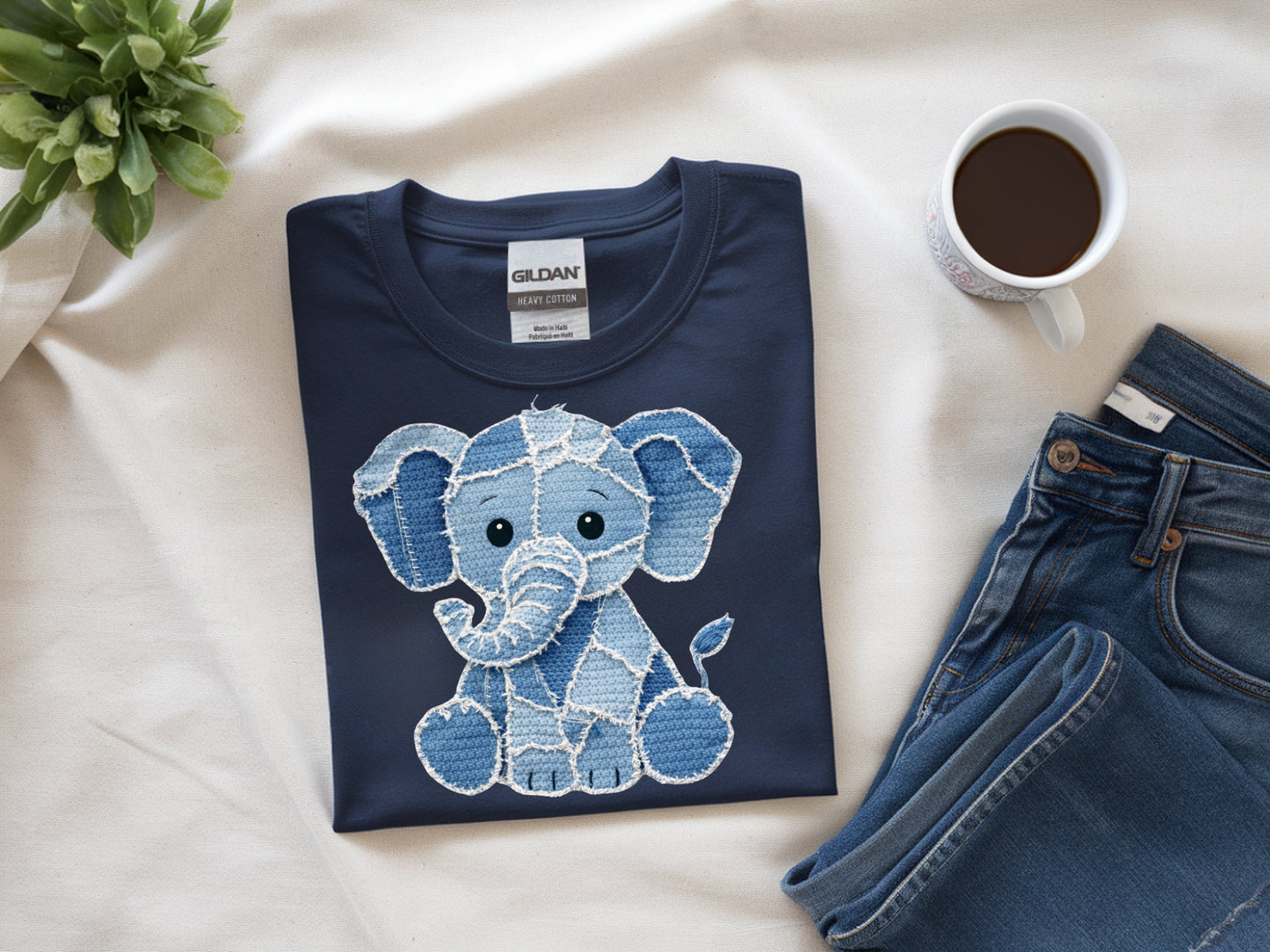 Denim Elephant- Full Color - DTF Transfer - 2 to 5 business days