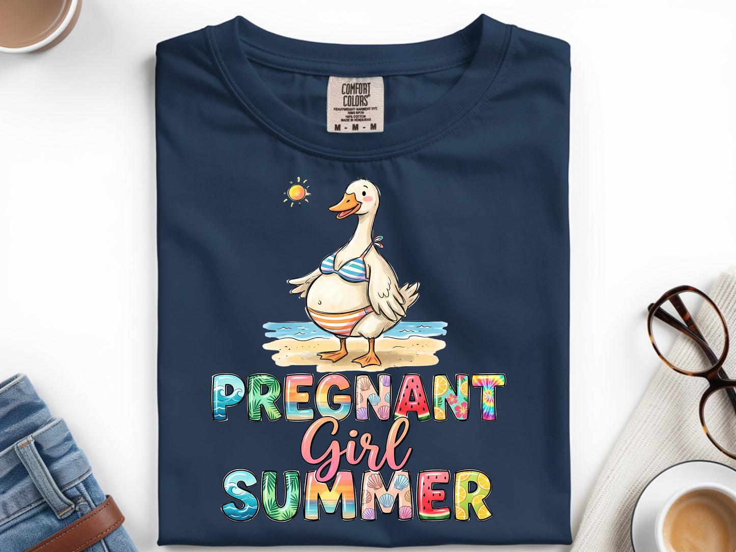 Pregnant Girl Summer -Full Color - DTF Transfer - WHOLESALE