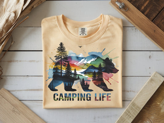Camping Bear- Full Color - DTF Transfer - WHOLESALE
