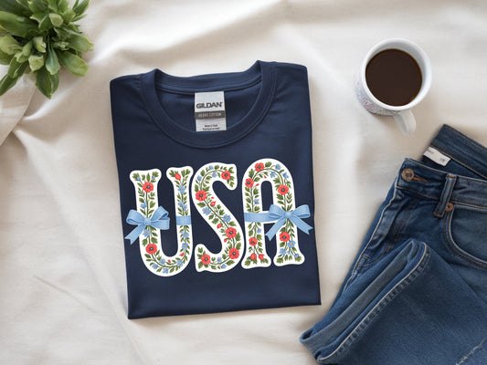 USA Floral- Full Color - DTF Transfer - 2 to 5 business days