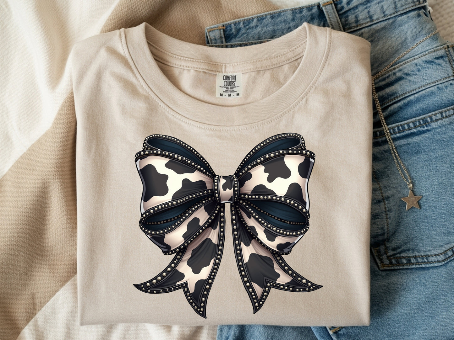 Cow Bow- Full Color - DTF Transfer - WHOLESALE