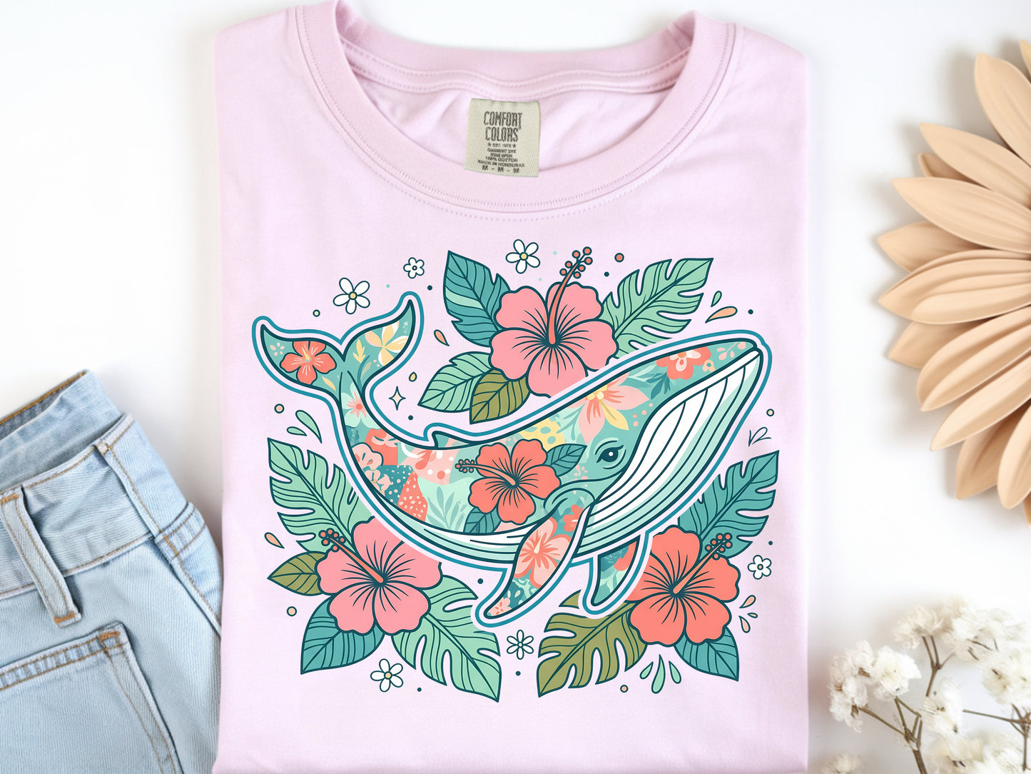 Summer Whale - Full Color - DTF Transfer - 2-5 Business Days