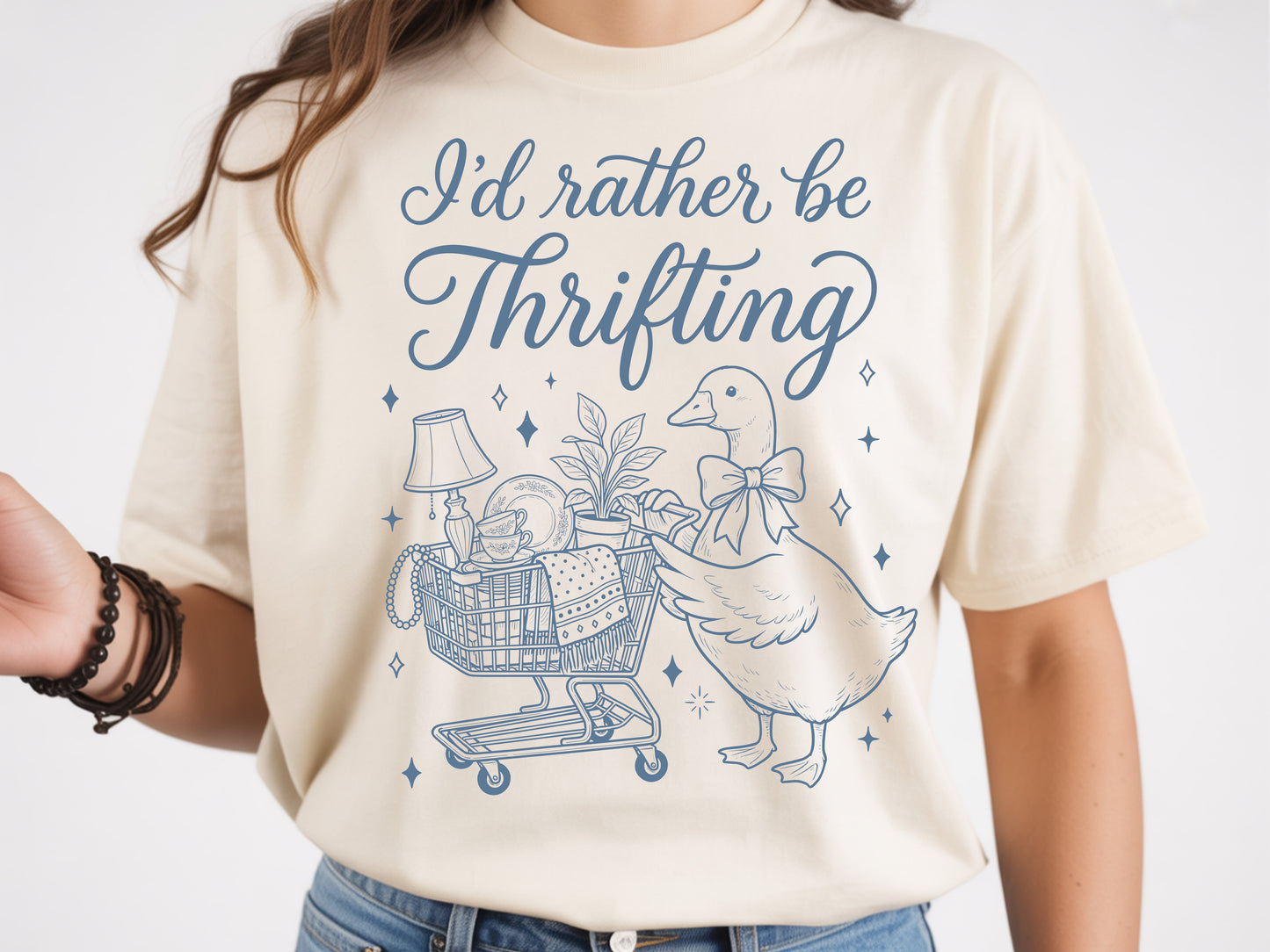 Rather Be Thrifting Goose - Full Color - DTF Transfer - 2 to 5 business days