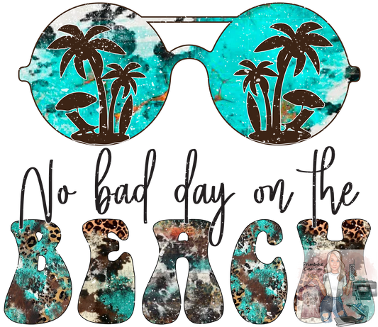 No Bad Day On The Beach Cowhide and Turquoise DTF