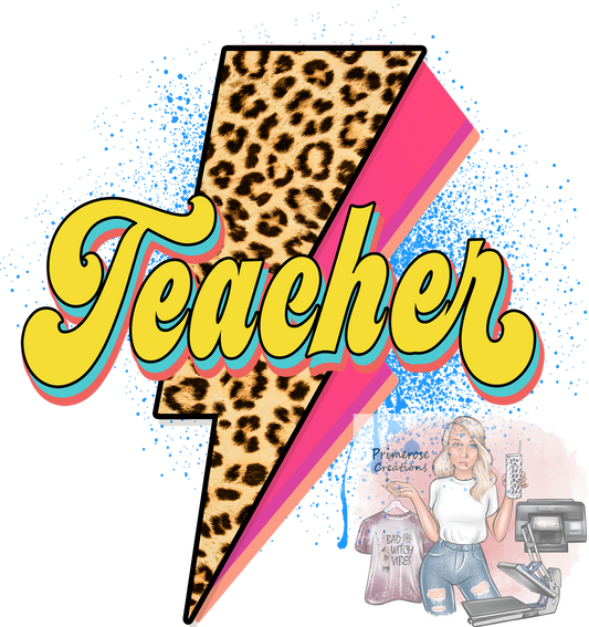 Teacher Retro Leopard DTF