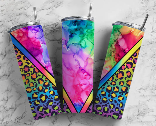 Alcohol Ink and Leopard Tumbler Wrap